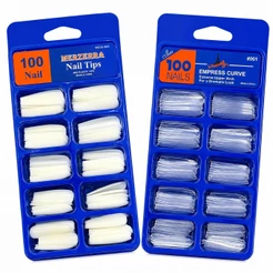 Kit 100 Unhas Postiça Bailarina Fina Realista Transparente Leitosa