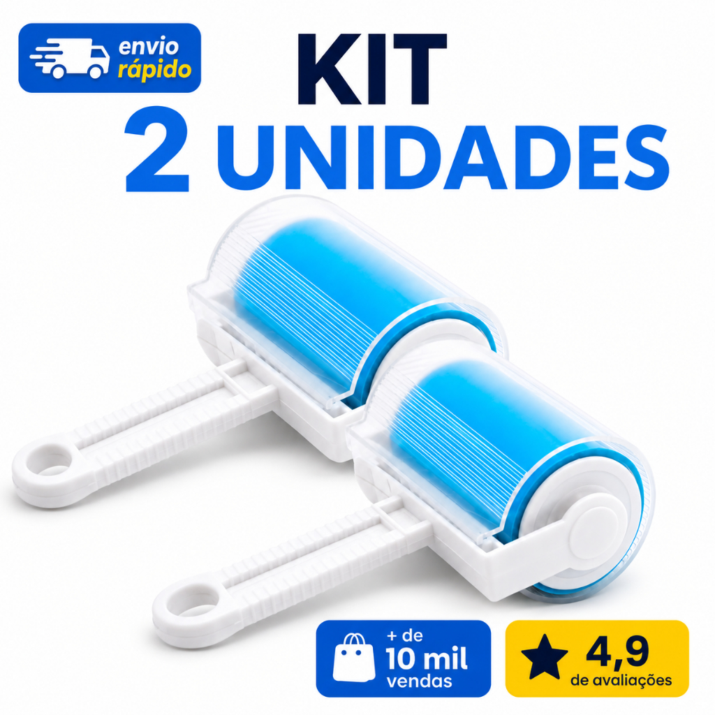 OFERTA Kit 2 Rolo Tira Pelos Lavável Reutilizável Roupa com Capa Protetora