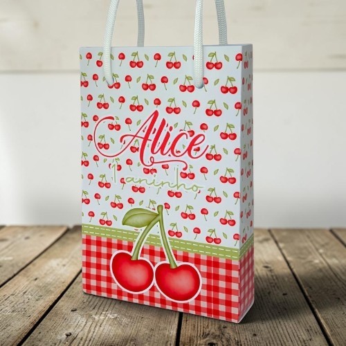 Sacolinha Cerejinha Personalizada PEGUE E MONTE Personalizados lembrancinhas mimos para festa