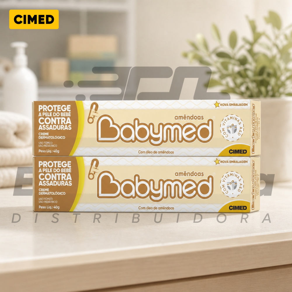 Kit C/2 Creme pomada para assadura Babymed Amêndoas hidratação vitamina E e A Bebê criança Cimed 45g