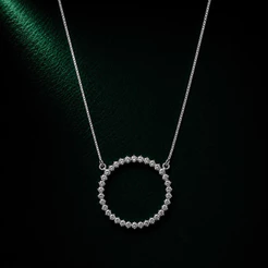 Gargantilha Redonda Cravejada em Prata 925 Feminina Elegante