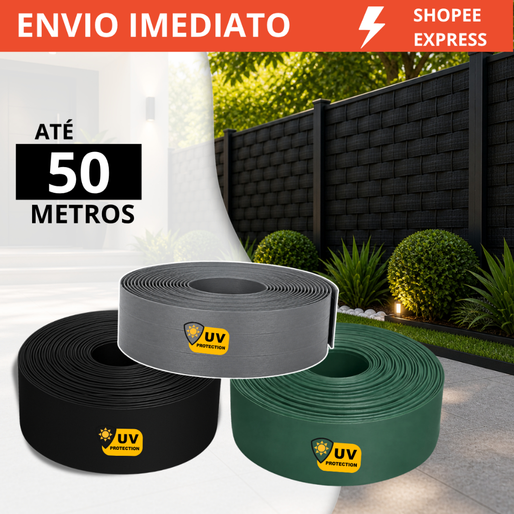 Protetor de Portão Grade Privacidade Preto Cinza Verde  50m 25m 10m x 7cm Premium