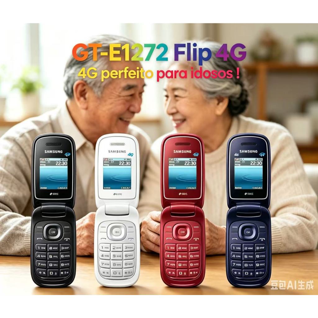 Sansvng-E1272 é um celular flip. Uma opção prática de reserva, ideal para idosos.