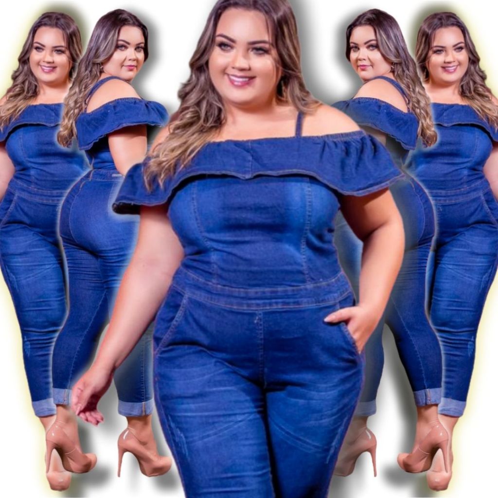 Macacão Jeans Plus Size Lycra Encorpa LMK Modas Mc_XX