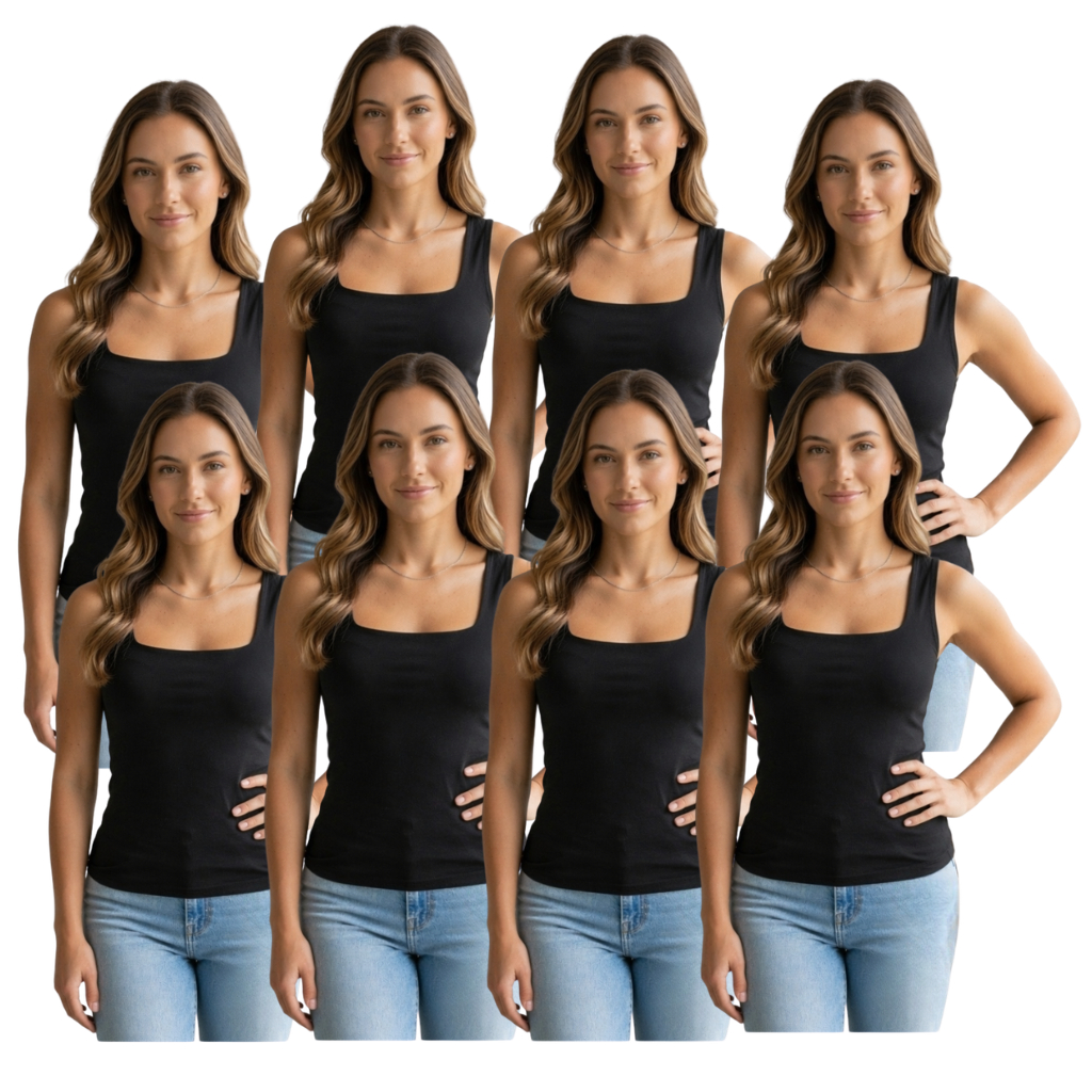 Kit Com 8 Combo Regatas Brancas Basicas Verão Viscose E Elastano