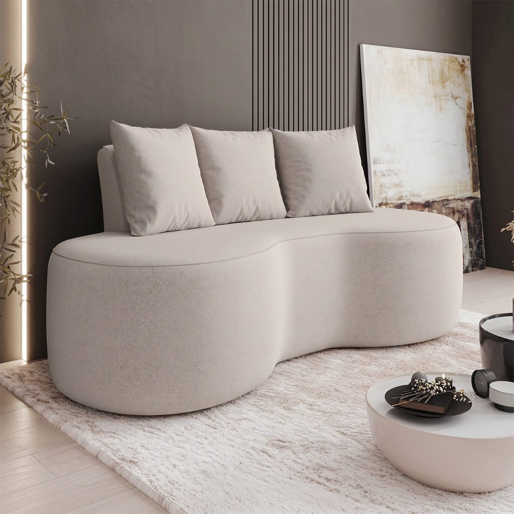 Sofá 2 Lugares 160cm Orgânico Viana B10 Bouclê Creme - Mpozenato