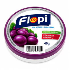 Balas Sabor Uva Sem Açúcar Flopi 40g Diet Florestal