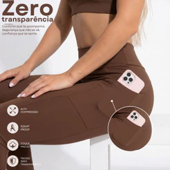 Calça Legging ZERO TRANSPARÊNCIA | COM BOLSO P/ Celular Treino Academia Yoga Corrida Pilates UV50+