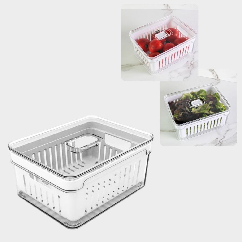 Organizadores de Geladeira 2,2L para Alimentos Vegetais Cozinha Frutas Clear Fresh