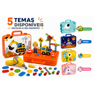 Maleta de Ferramentas Kit Brinquedo Infantil 232 C/ Parafusadeira Elétrica Unissex Brinquedo Criança