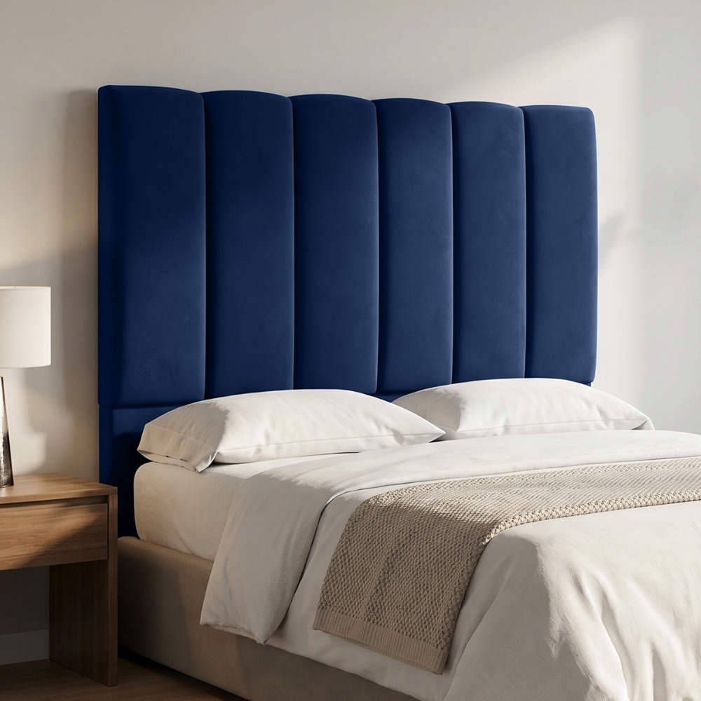 Cabeceira Cama Box Solteiro 100 cm Dália W01 Suede Azul Marinho - Lyam Decor