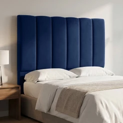 Cabeceira Cama Box Solteiro 100 cm Dália W01 Suede Azul Marinho - Lyam Decor