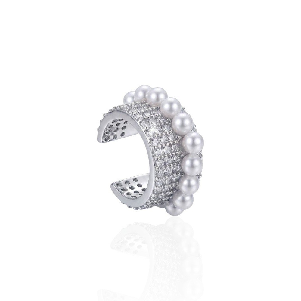 Piercing Fake Cravejado Com Zircônias e Pérolas Semijoia