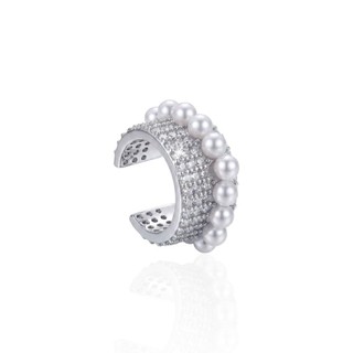 Piercing Fake Cravejado Com Zircônias e Pérolas Semijoia