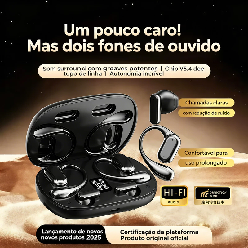 Fone de Ouvido Bluetooth On-Ear Clipe de Orelha com LED — foto 3