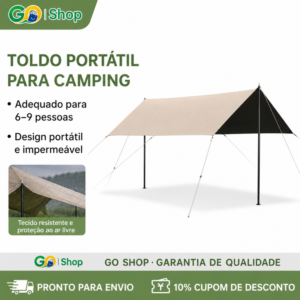 GOSHOP Toldo Camping Impermeável Anti-UV, Ideal para Piquenique e Aventuras ao Ar Livre