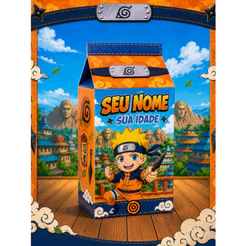 Caixinha Milk Personalizada Naruto Lembrancinha Festa Infantil Anime Ninja Nome e Idade