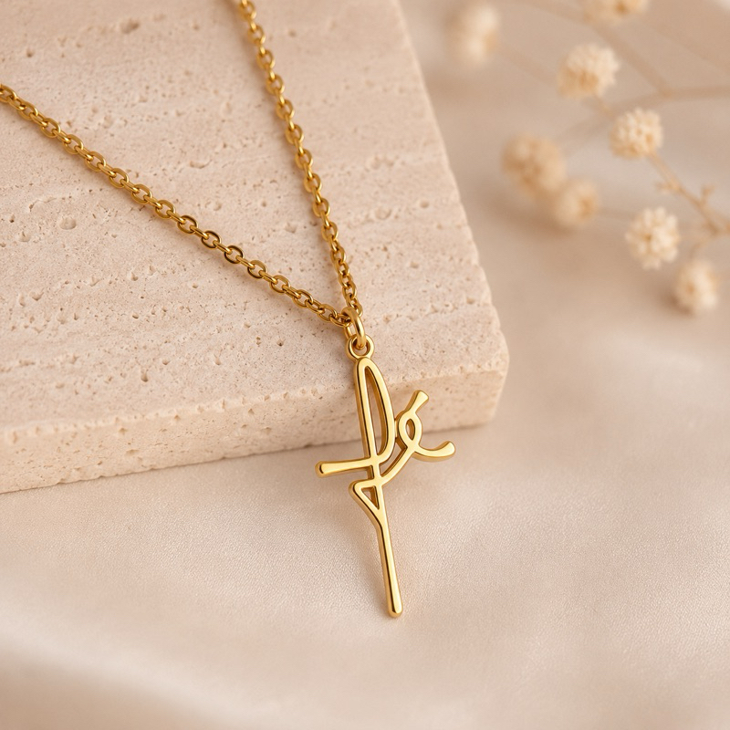 Colar feminino fé aço inoxidável não enferruja corrente cordão