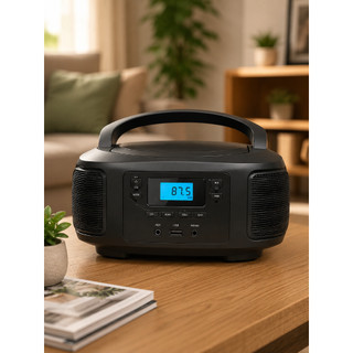 Rádio Portátil 4Life FLD04 Bluetooth Toca CD FM MP3 USB AUX Bivolt Preto