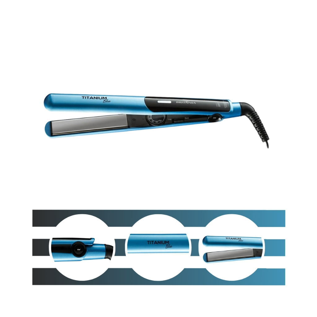 Prancha Titanium Blue Bivolt Azul Britânia