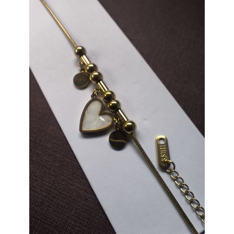 Pulseira Feminina Aço Inoxidável Dourada Coração Madrepérola Ajustável Antialérgica Premium Não Escurece Envio Imediato