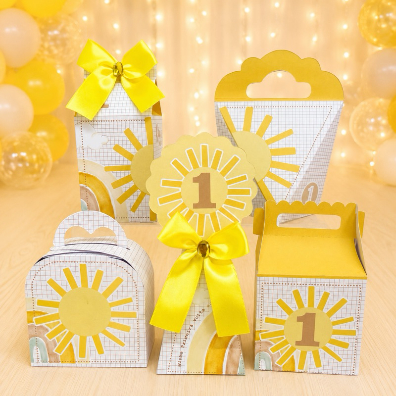Kit Festa Primeira Volta ao Sol Caixinhas para festa infantis lembrancinhas de aniversario mimos decoração personalizado