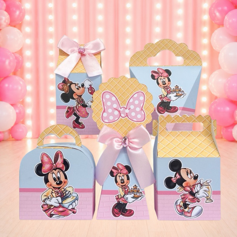 Kit Festa Minnie Confeitaria Caixinhas para festa infantis lembrancinhas de aniversario mimos decoração personalizados