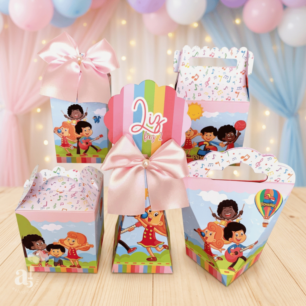 Kit Lembrancinhas 3 PALAVRINHAS MENINA Caixinha Festa Personalizadas PEGUE E MONTE