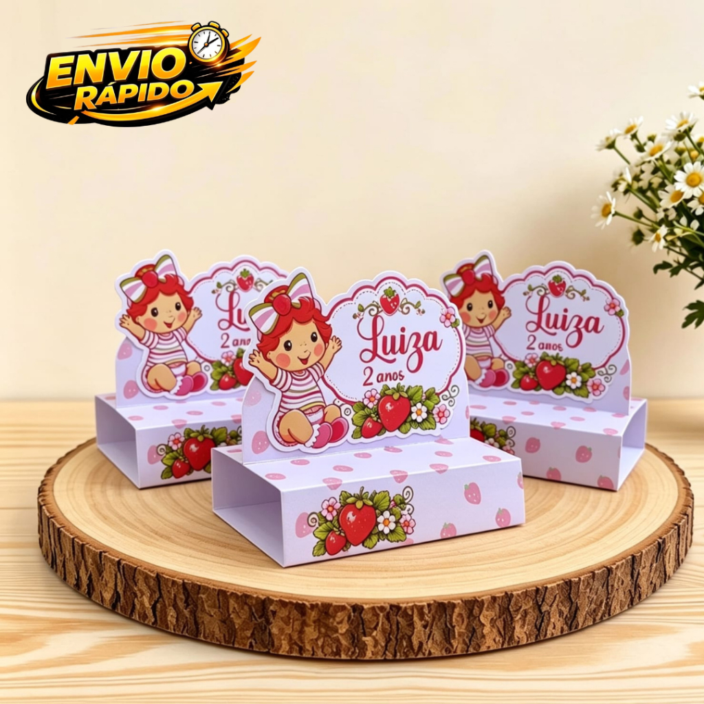 Porta Bis Duplo Personalizado Tema Moranguinho Baby / Aniversário Lembrancinha de Festa Infantil Moranguinho