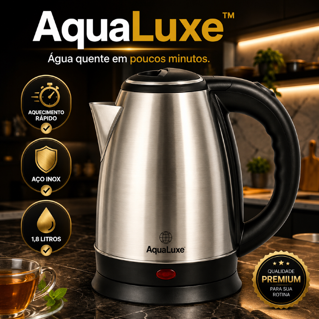 Chaleira Elétrica Inox 1,8L 220V 1500W AquaLuxe™ Aquecimento Rápido Baixo Consumo Desligamento Automático para Café Chá