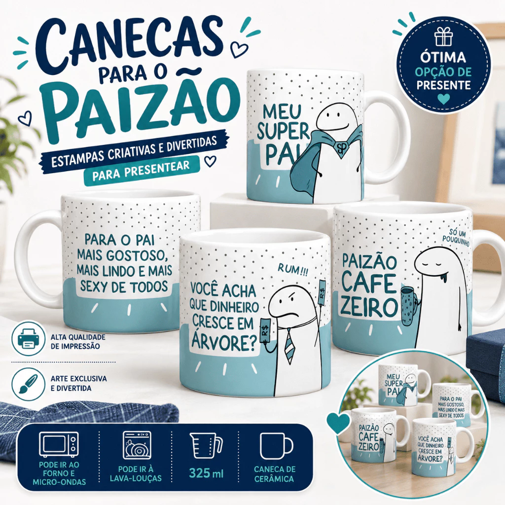 Caneca Personalizada Flork Presente Dia dos Pais Diversos Modelos  Canecas Divertidas de Porcelana — imagem 1