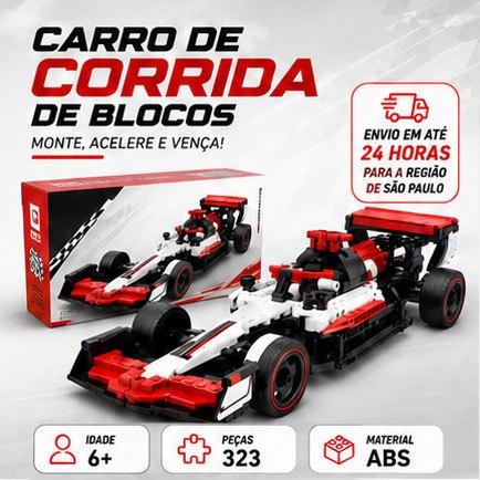 Blocos de Montar Carro de Corrida Fórmula 312 Peças Brinquedo Educativo Infantil Presente Menino