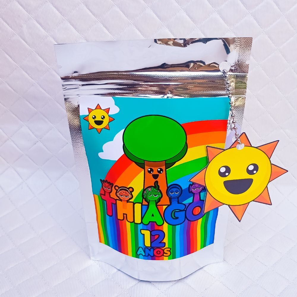 Saquinho Metalizado Zip Lock 10x15 ou 12x19 cm personalizado SPRUNKI lembrancinha aniversário festa infantil