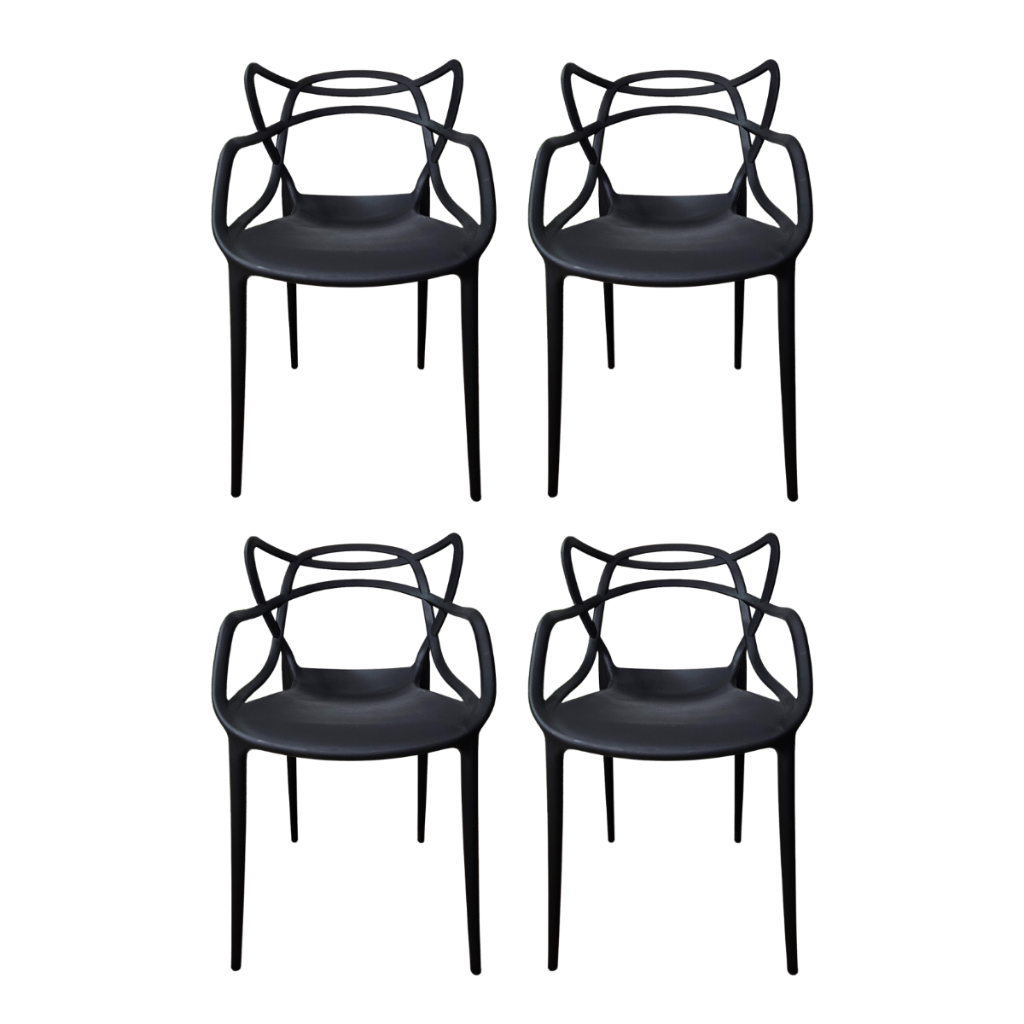 Kit 4 Cadeira Jantar Allegra Preta Polipropileno Cozinha Escritório Área Gourmet Oferta Envio Rápido