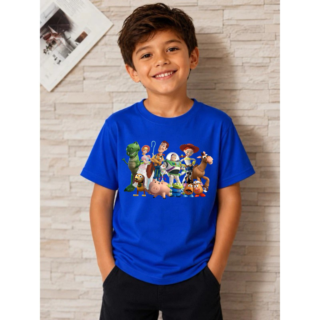 Camiseta Infantil Toy Story Personagens Disney Pixar 100% Algodão Confortável Unissex do 2 ao 16
