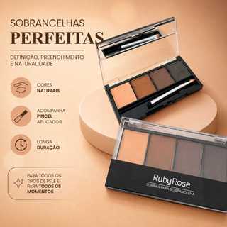 Paleta de Sombra para Sobrancelhas Ruby Rose Trio de Sombras Alta Pigmentação