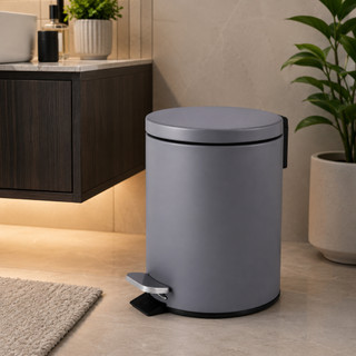 Lixeira Cinza Matte Com Pedal 3 Ou 5 Litros Banheiro Cozinha