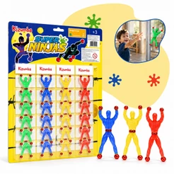 Kit 20 Boneco Ninja Geleca Gruda Na Parede Cartela Sortida Brinquedo Infantil Divertido Kizumba