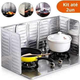 Protetor Anti Respingo Óleo Fogão Alumínio 84x32cm Dobrável Proteção Parede Gordura Cozinha Kit 1 ou 2