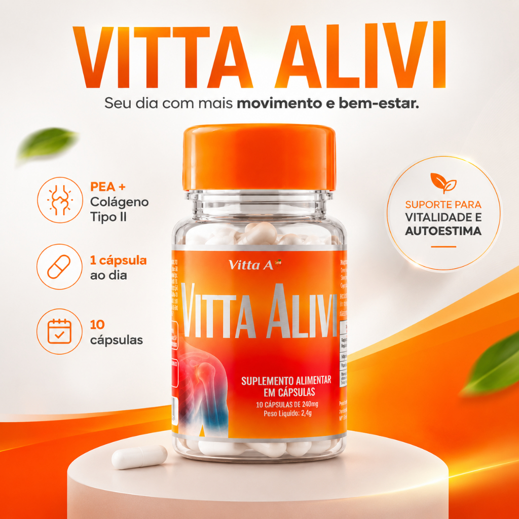 Colágeno Tipo 2 II Vitta Alivi Suplemento Alimentar Vitta A para Bem Estar