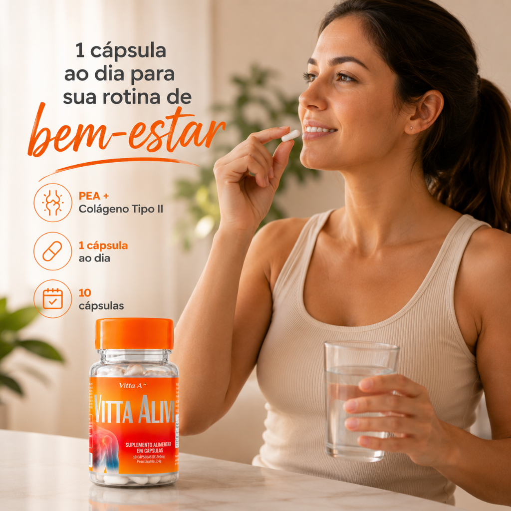 Vitta Alivi 10 Cápsulas Suplemento Alimentar com Colágeno Tipo II 40mg