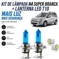 Lâmpada farol ALTO / BAIXO - SUPER BRANCA CITROEN BERLINGO 1996 ATÉ 2019
