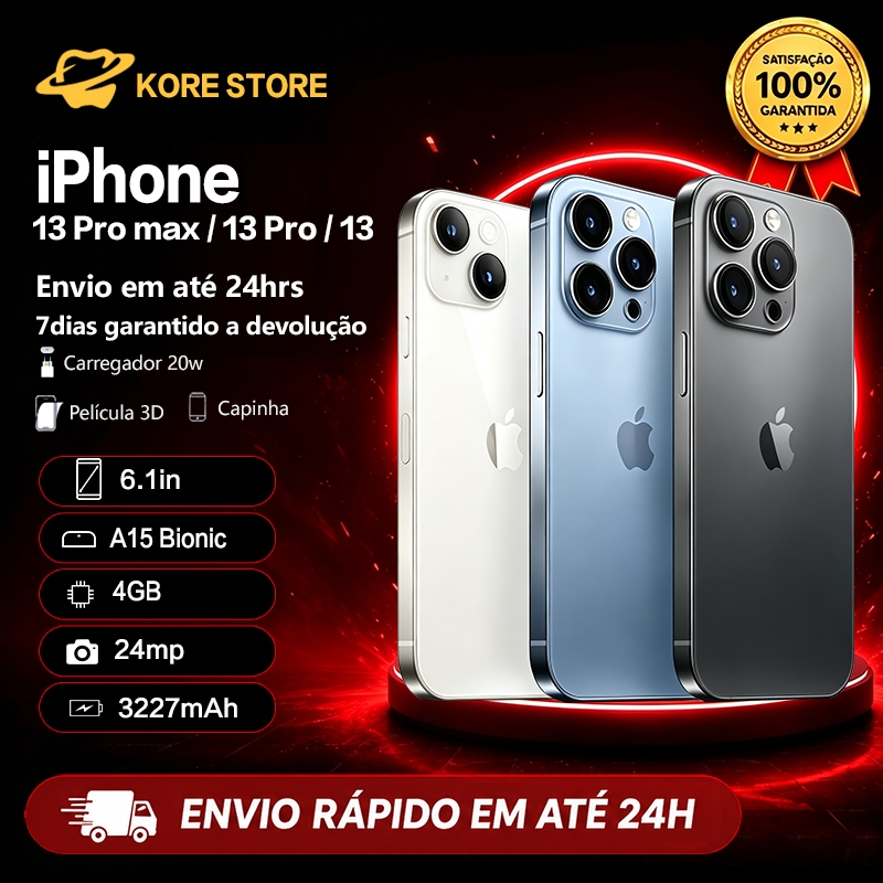 Celular iPhone 13 / 13 Pro / 13 Pro Max 128GB/256GB 5G 100% Original Desbloqueado Bateria 100%(VITRINE)