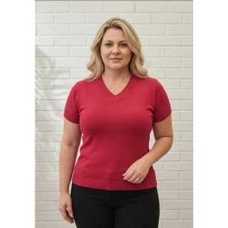 Blusa Feminina Tamanho G | Blusinha de Tricot G Blusa Plussize | Blusinha Plus Size | Blusa V