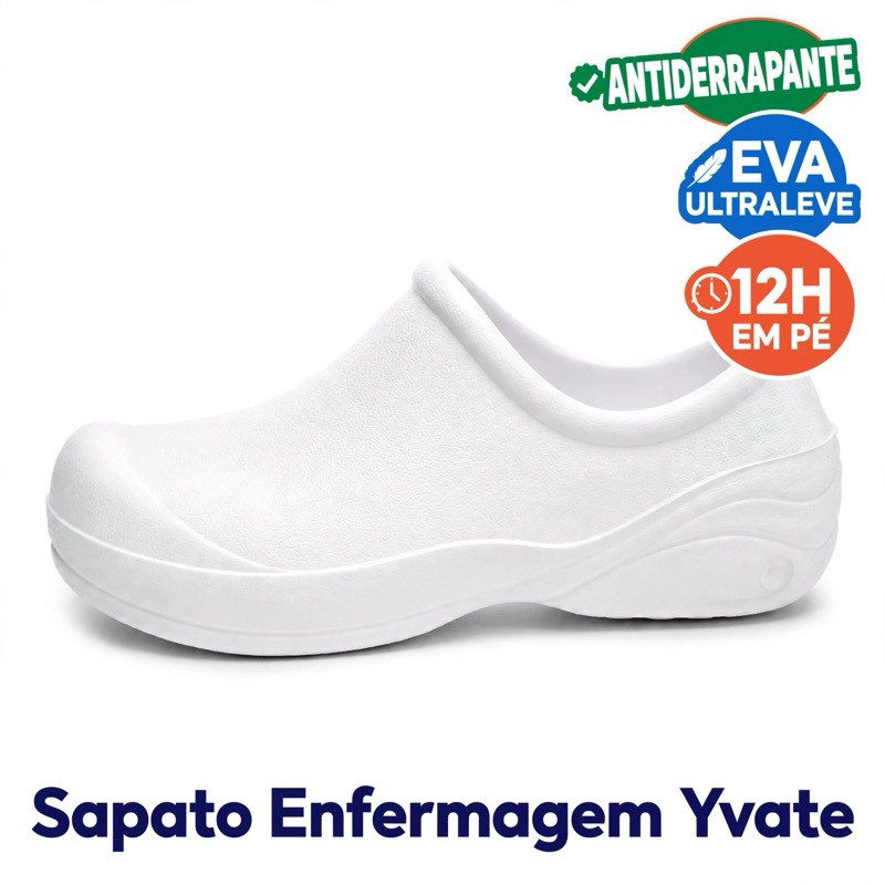 Sapato Enfermagem Antiderrapante Ortopédico EVA Cozinha Açougue Babuche Hospitalar Leve Unisex 34 ao 44