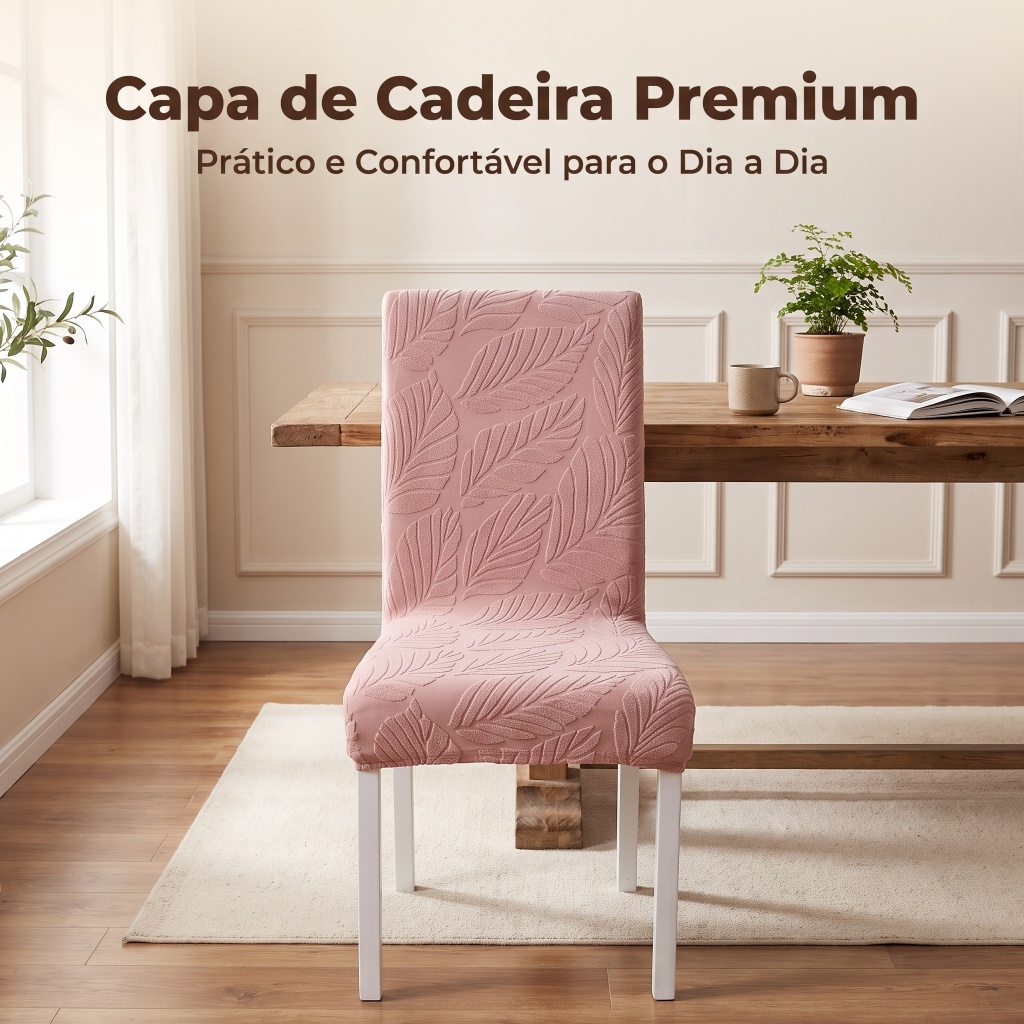 Capa para Cadeira de Jantar Texturizada Lavável Proteção Decoração