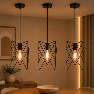 Kit 3 Lustres Pendente Aramado Geométrico Rose Gold E27 Moderno Sala Cozinha Bancada