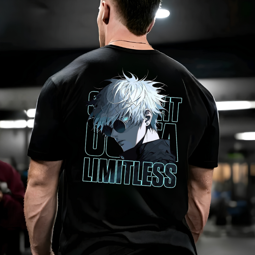 Camiseta Oversized Streetwear Masculina Para Dia a Dia Academia Musculação Estilo Anime Gojo Camiseta Confortavel