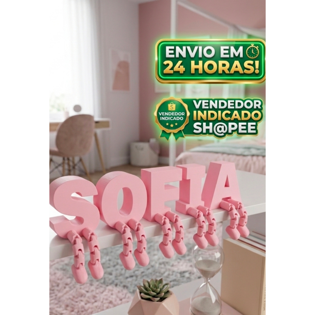 Letras Articuladas 3D Personalizadas - Nome e Alfabeto Decorativo