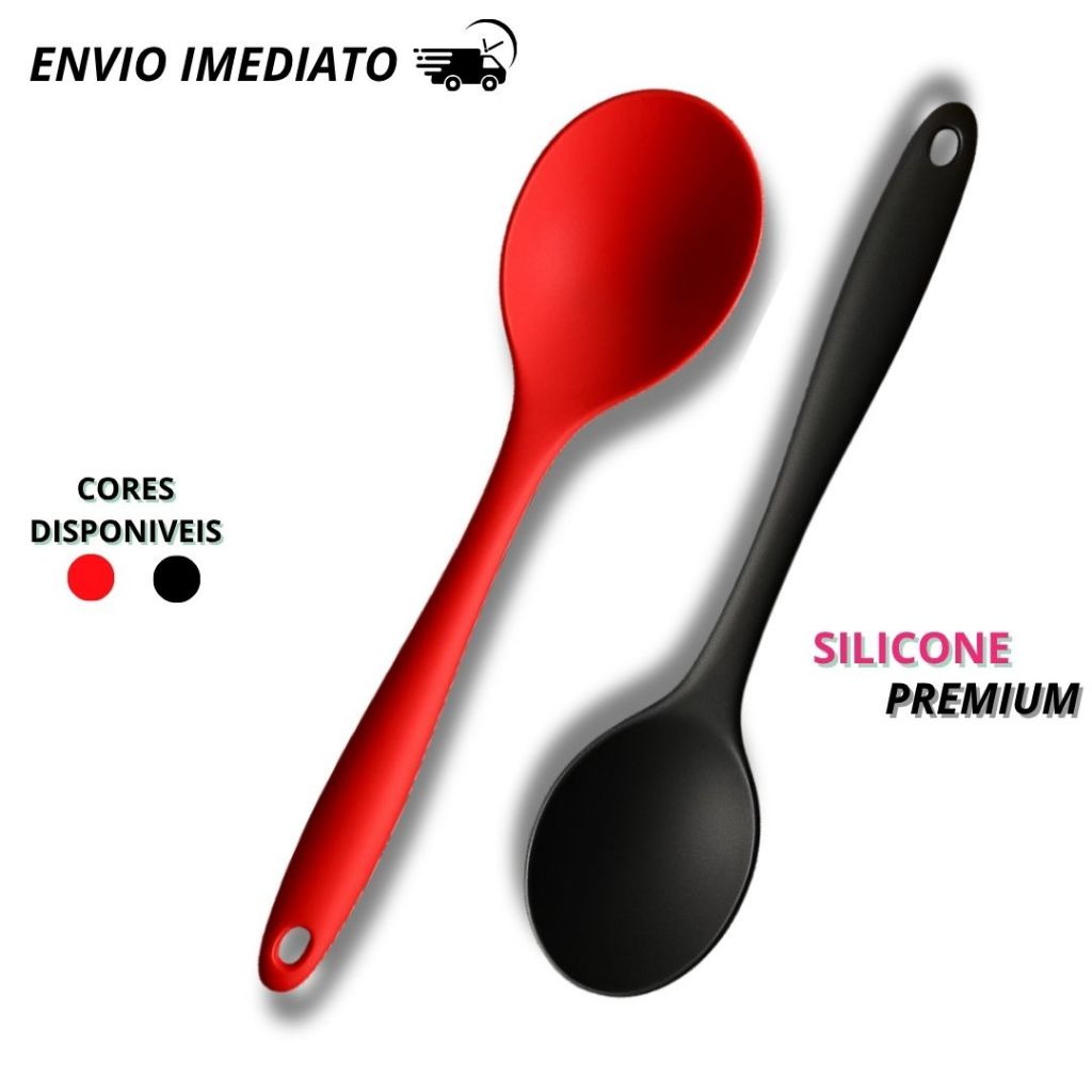 Colher de Silicone Resistente ao Calor Antiaderente Não Risca Panelas Utensílio de Cozinha Premium